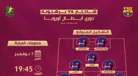 شاختار ضد برشلونة.. التوقيت والتشكيل المتوقع والقنوات الناقلة 